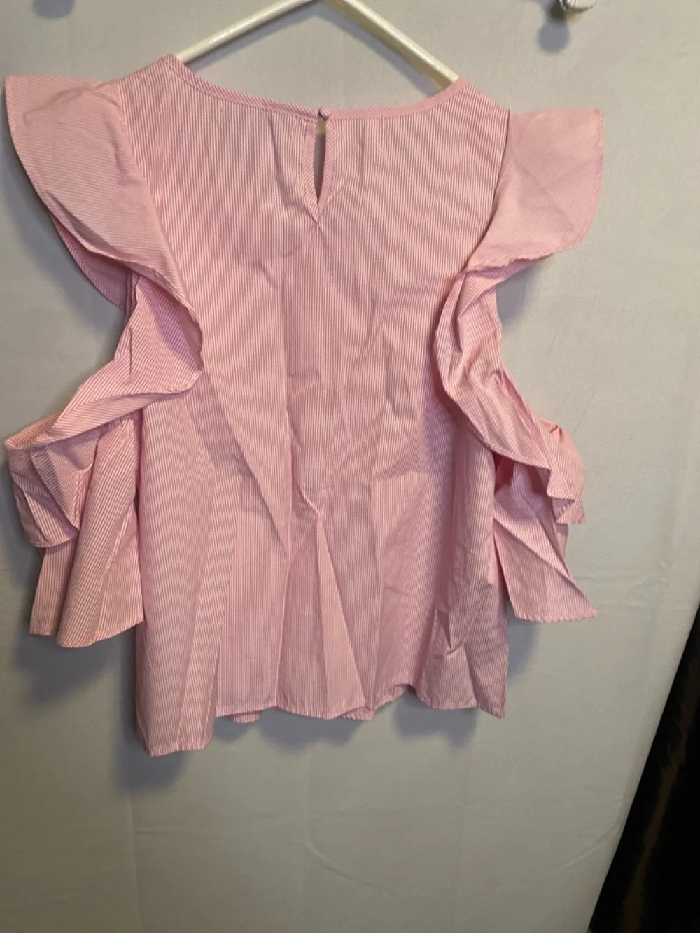 Lucy Paris Pink Ruffle Cold-Shoulder Blouse - Picture 6 of 8